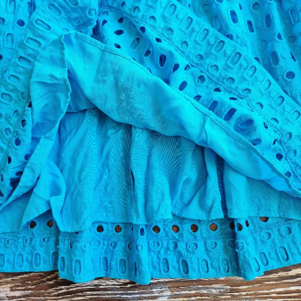 EUC Anthropologie Somerset Eyelet Edition Maxi Dress Short Sleeve Pocket Blue - Picture 10 of 16